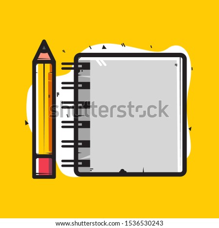 illustration of a notebook and a pencil