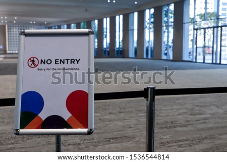 No entry sign board inside the building.