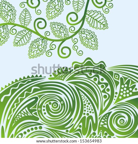 Nature green pattern background branch illustration