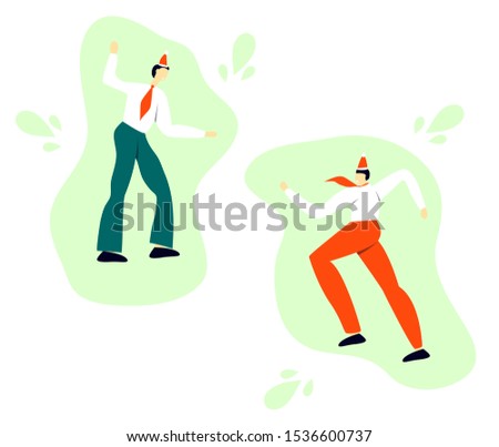 Vector dancing office workers a corporate new year party. Art can be used for invitation.