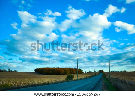 Empty road in the countryside in a cloudy day