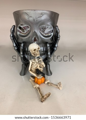 Creative human skeleton image composed for Halloween celebration party fun.