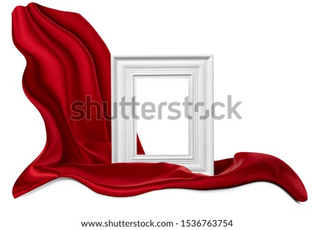 close up of  a wooden frame coverd with silk on white background with clipping path