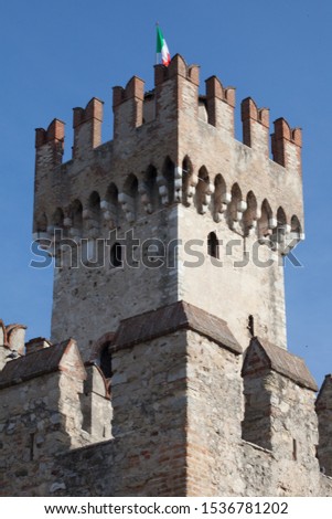 View of Sirmione (lake Garda)  with his medieval walls Italy