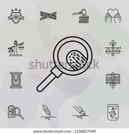 Fingerprint, search icon. Universal set of law and justice for website design and development, app development