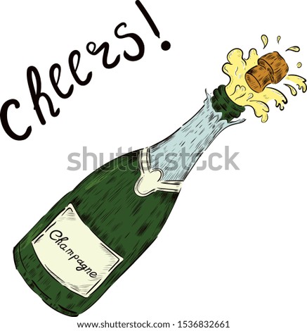 Champagne drink vector isolated illustration on white background. Concept for logo, icon, cards, print, invitation, web design , add  