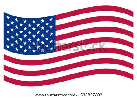 USA flag vector. Wavy flag USA vector. United States patriotic national flag, white background