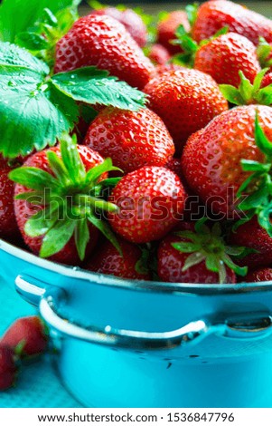 Colander full of fresh ripe healthy strawberries