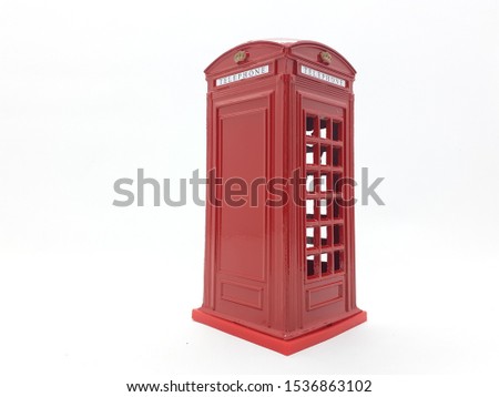 Classic Artistic Luxury Retro Vintage Red Telephone Booth Piggy Bank Model in White Isolated Background