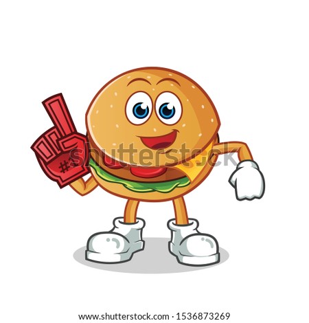 burger number one fan cartoon vector mascot illustration