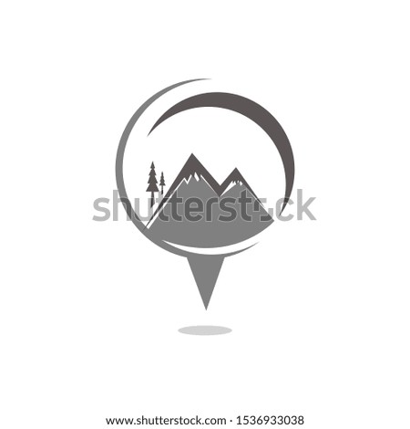 GPS mountain concept travel logo design adventure outdoor navigation vector illustration