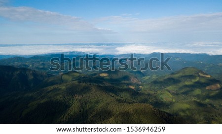 Picture aerial view of peak mountain at north in Thailand