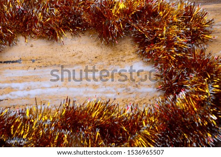 wooden background with snow for New year and Christmas