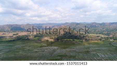 View of rice terraces and hills