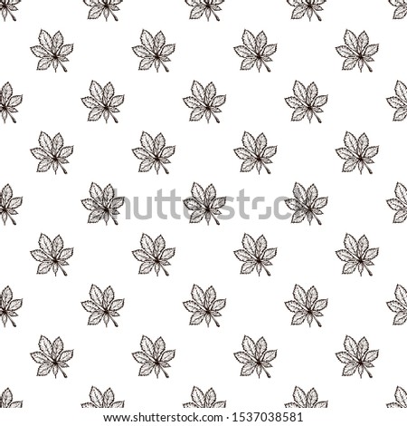 Seamless pattern with hand drawn chestnut leaves on white background. Suitable for packaging, wrappers, fabric design