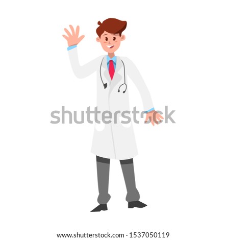 illustration of young doctor clip art vector.handsome doctor clip art