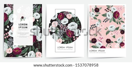 Vector illustration of beatiful floral frame set in spring for Wedding, anniversary, birthday and party. Design for banner, poster, card, invitation and scrapbook 
