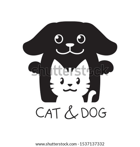 Vector illustration cartoon of cat and dog on white background for design.