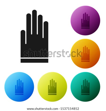 Black Gloves icon isolated on white background. Extreme sport. Diving underwater equipment. Set icons colorful circle buttons. Vector Illustration