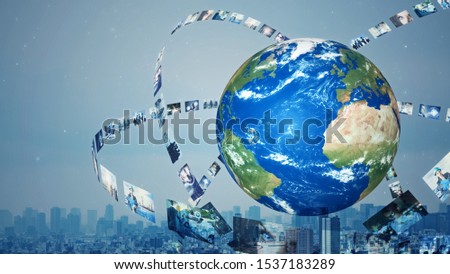 Global communication network concept. Social media. Streaming video. Subscription service. Elements of this image furnished by NASA. 3D rendering.
