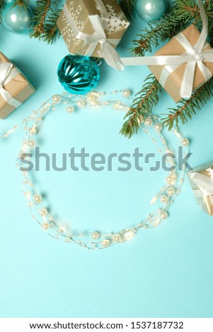Merry Christmas and Happy New Year. Blue background