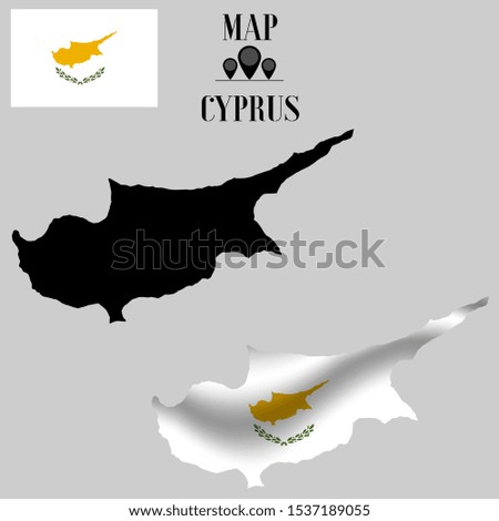 Island Cyprus  outline world map silhouette vector illustration, creative design background, national country flag, design element, symbols from countries all continents set. 