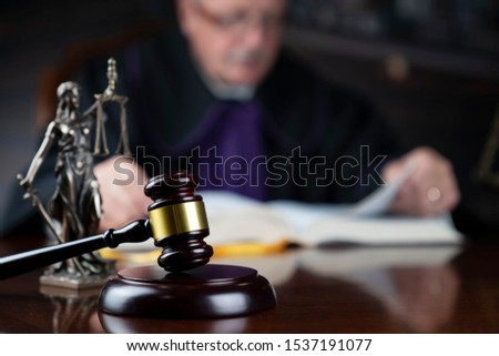 Judge in courtroom. Law and justice concept.
