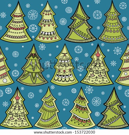 Vector seamless pattern with Christmas tree
