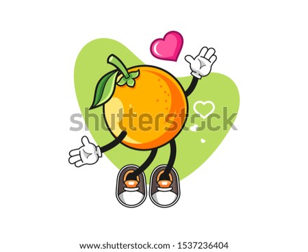 Orange fall in love cartoon. Mascot Character vector.