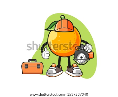 Orange woodworker cartoon. Mascot Character vector.