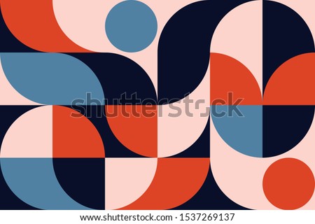 Geometry minimalistic artwork poster with simple shape and figure. Abstract vector pattern design in Scandinavian style for web banner, business presentation, branding package, fabric print, wallpaper Royalty-Free Stock Photo #1537269137