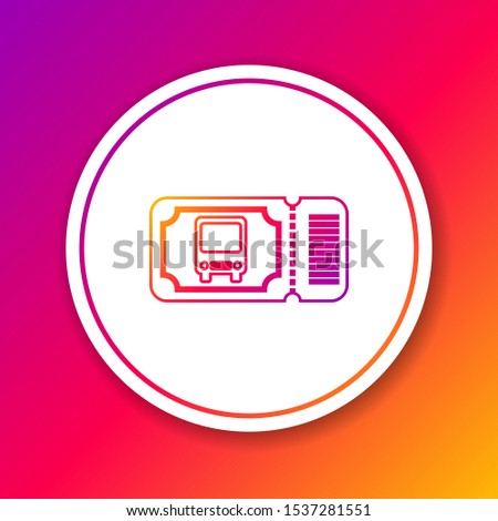 Color line Bus ticket icon isolated on color background. Public transport ticket. Circle white button. Vector Illustration
