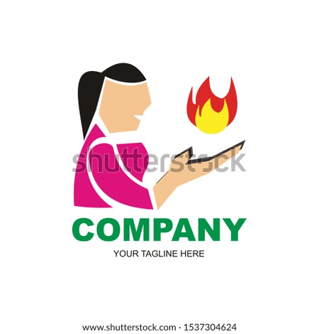 fire in human hands logo - illustration - vector