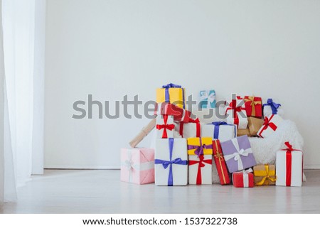 festive background with Christmas new year birthday gifts