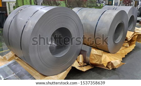 Hot rolled steel sheet in coil in warehouse storage, Plate metal sheet industry