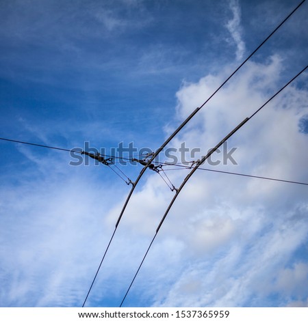trolleybus cables seen from below
