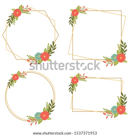 Vintage Wedding Geometric floral frames Collections.
flowers isolated on white background for Wedding, anniversary, birthday and party. Design for banner, poster, card, invitation and scrapbook.