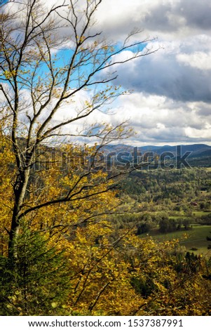 Europe, Poland, Podkarpackie Voivodeship, Beautiful autumn afternoon in Bieszczady mountain range - National Park. Ideal place for family recreation, sports and relax and seasonal activities.