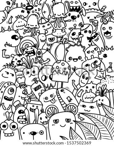Download Coloring Pages Coloring Book Monsters Doodle Royalty Free Stock Vector 381342547 Avopix Com