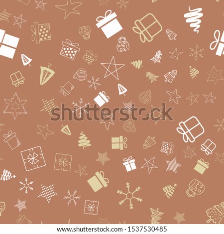 Seamless vector pattern for Christmas and New Year holidays. Snowflakes and stars colorful background.