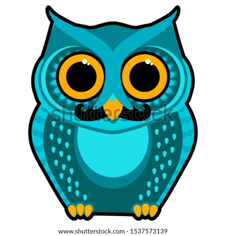 Cute cartoon owl isolated abstract graphic bird, vector illustration.