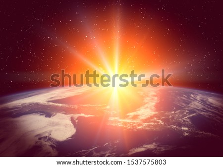 Sunrise on the planet earth. The elements of this image furnished by NASA.
