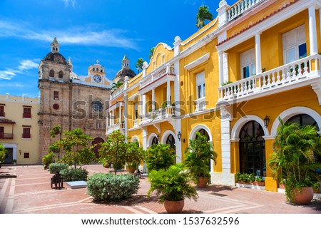 
square in the city of Cartagena de Indias, Colombia Royalty-Free Stock Photo #1537632596
