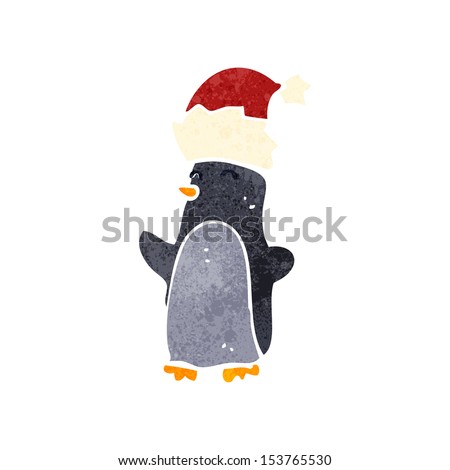 retro cartoon funny christmas penguin