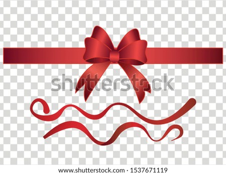 Collection of red gift decorative bows and ribbons 3d realistic vector illustration isolated on transparent background. Christmas or birthday present decorative element.