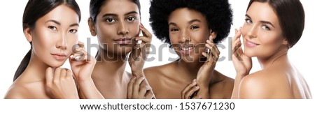 Multi-ethnic beauty. Different ethnicity women - Caucasian, African, Asian and Indian. Royalty-Free Stock Photo #1537671230
