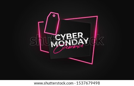 Modern Neon Sale Banners for Showcases. Black Friday and Cyber Monday Banners Royalty-Free Stock Photo #1537679498