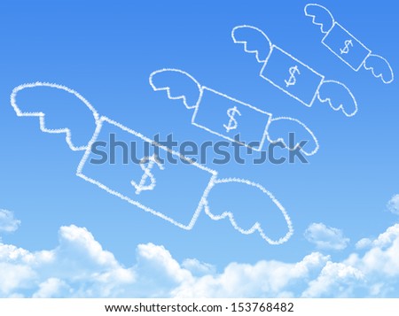 Money fly on Cloud shaped ,dream concept