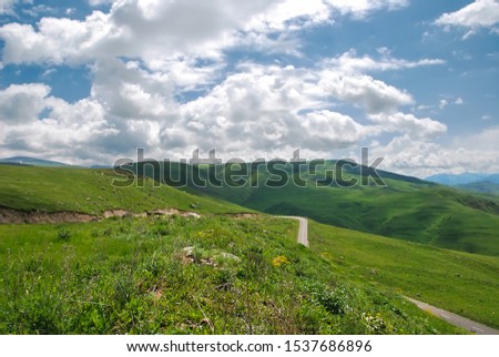 Mountain range clouds panoramic landscape
