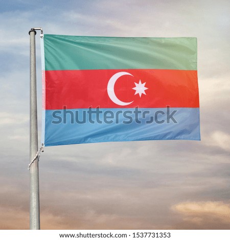 flag of azerbaijan in the sky